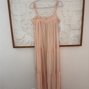 Women’s Peach Tiered Maxi Dress -  Lightweight Summer Dress